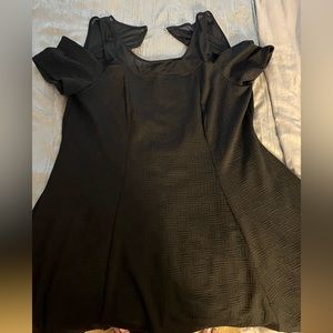Cold shoulder black mesh skater dress